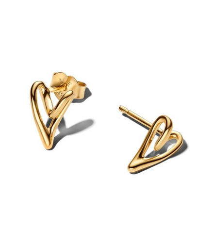 Pandora Essence 14K Gold-Plated Organically Shaped Heart Stud Earrings