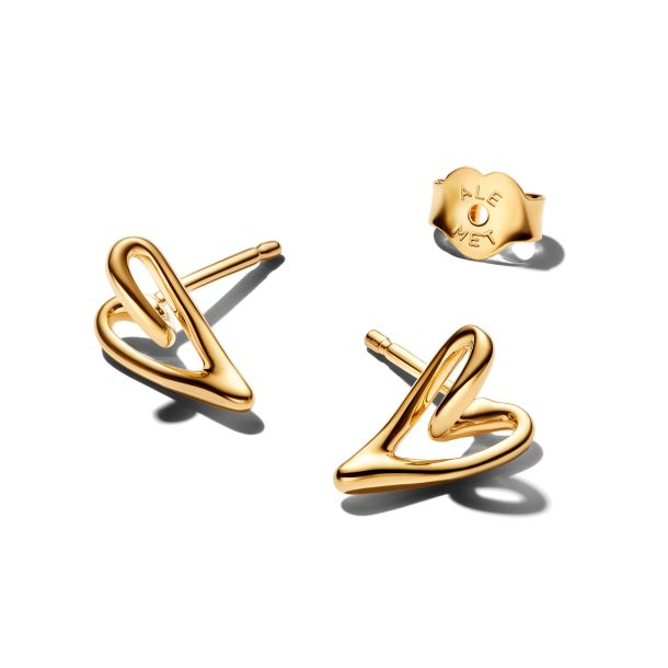 Pandora Essence 14K Gold-Plated Organically Shaped Heart Stud Earrings