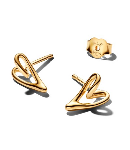 Pandora Essence 14K Gold-Plated Organically Shaped Heart Stud Earrings
