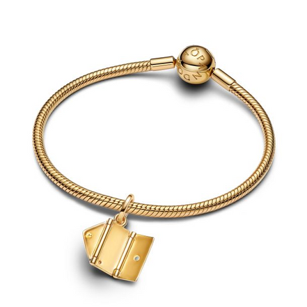 Pandora Moments 14K Gold-Plated Engravable And Openable Envelope Dangle Charm