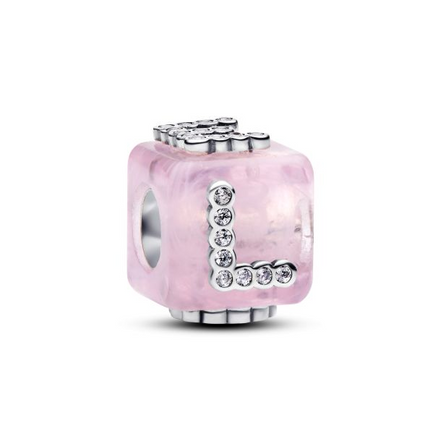 Pandora Moments Pink Murano Glass Love Cube Charm