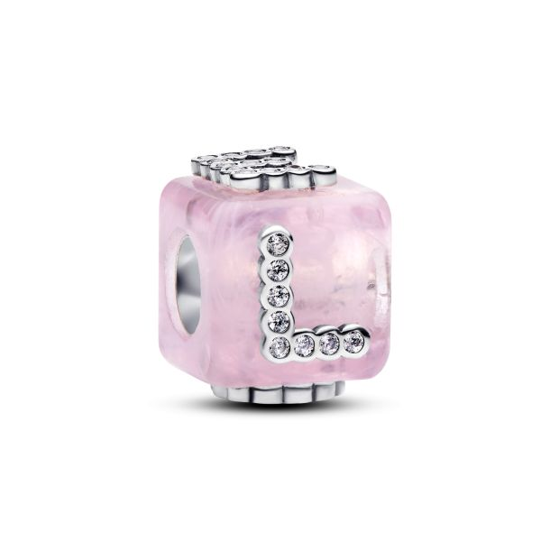 Pandora Moments Pink Murano Glass Love Cube Charm