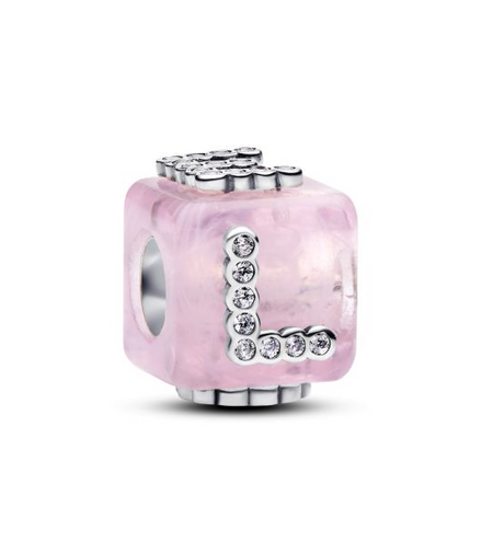 Pandora Moments Pink Murano Glass Love Cube Charm