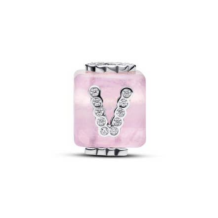 Pandora Moments Pink Murano Glass Love Cube Charm