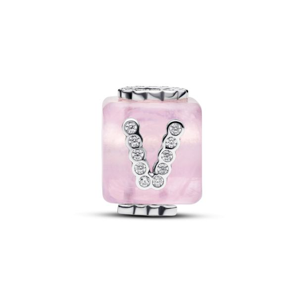 Pandora Moments Pink Murano Glass Love Cube Charm