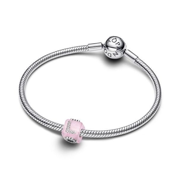 Pandora Moments Pink Murano Glass Love Cube Charm