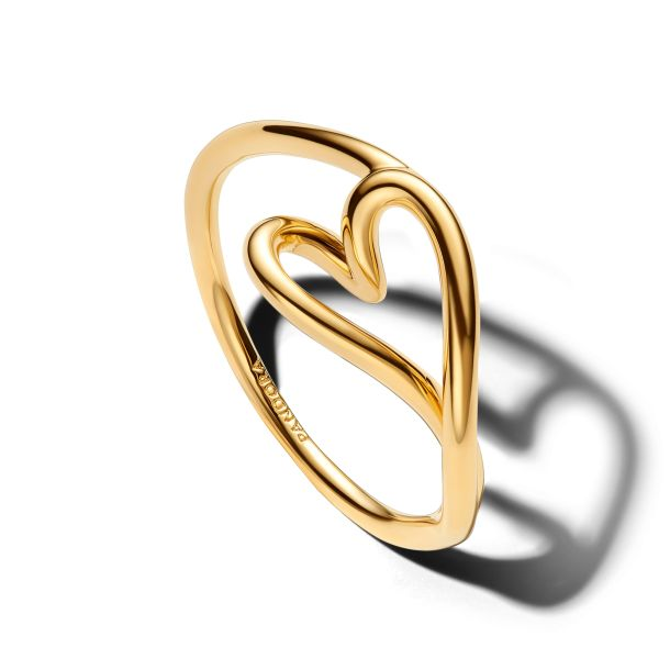 Pandora Essence 14K Gold-Plated Organically Shaped Heart Small Ring Size 7