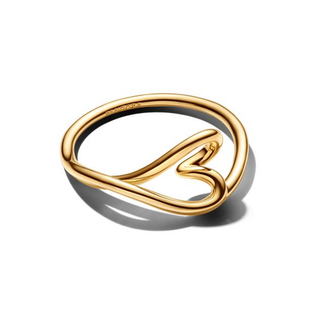 Pandora Essence 14K Gold-Plated Organically Shaped Heart Small Ring Size 7