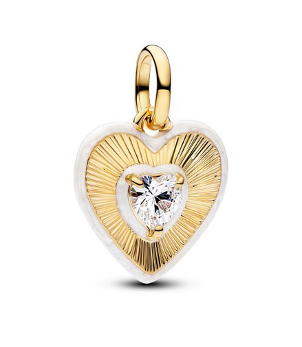 Pandora ME/Moments 14K Gold-Plated Radiating White Heart Medallion Charm