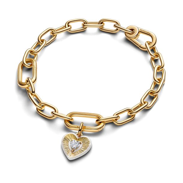 Pandora ME/Moments 14K Gold-Plated Radiating White Heart Medallion Charm