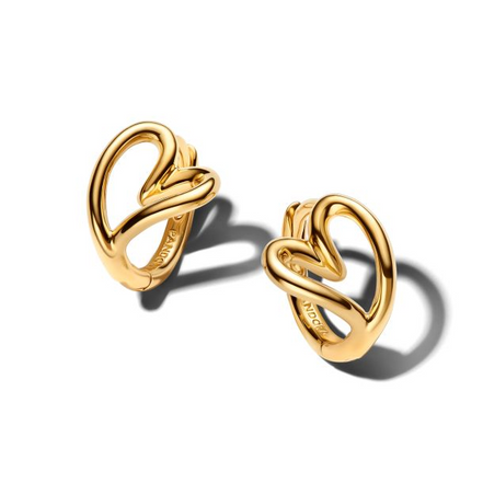 Pandora Essence 14K Gold-Plated Organically Shaped Heart Small Hoop Earrings