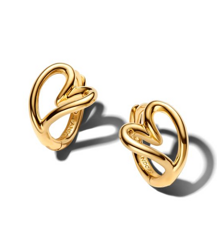 Pandora Essence 14K Gold-Plated Organically Shaped Heart Small Hoop Earrings