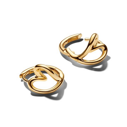 Pandora Essence 14K Gold-Plated Organically Shaped Heart Small Hoop Earrings