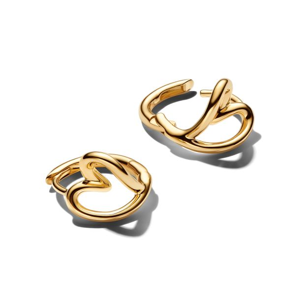 Pandora Essence 14K Gold-Plated Organically Shaped Heart Small Hoop Earrings