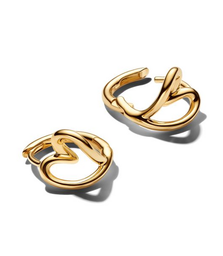 Pandora Essence 14K Gold-Plated Organically Shaped Heart Small Hoop Earrings