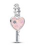 Pandora Moments Silver Opalescent Heart Key Dangle Charm