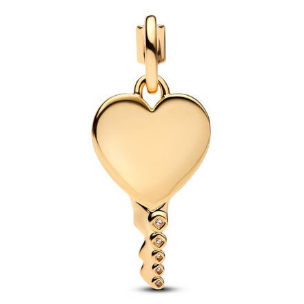 Pandora Moments 14K Gold-Plated  Engravable Heart Key Gold-Plated Pendant Charm