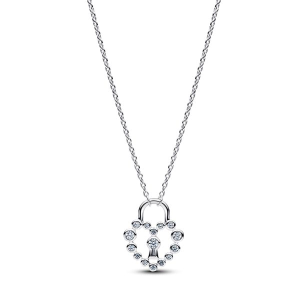 Pandora Moments Sparkling Heart Padlock Pendant Necklace 50