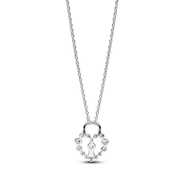Pandora Moments Sparkling Heart Padlock Pendant Necklace 50