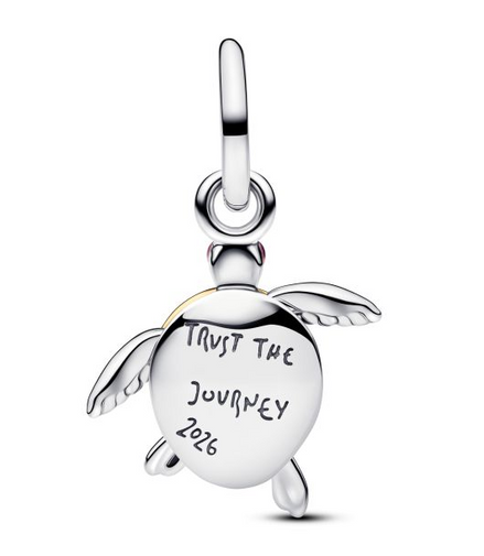 Pandora 2026 Pink Sea Turtle Lab-Grown Diamond Two-Tone Dangle Charm