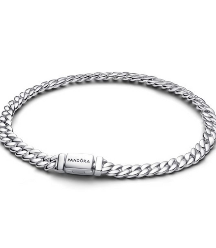 Pandora Moments Silver Cuban Chain Bracelet Size 16