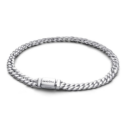 Pandora Moments Silver Cuban Chain Bracelet Size 16
