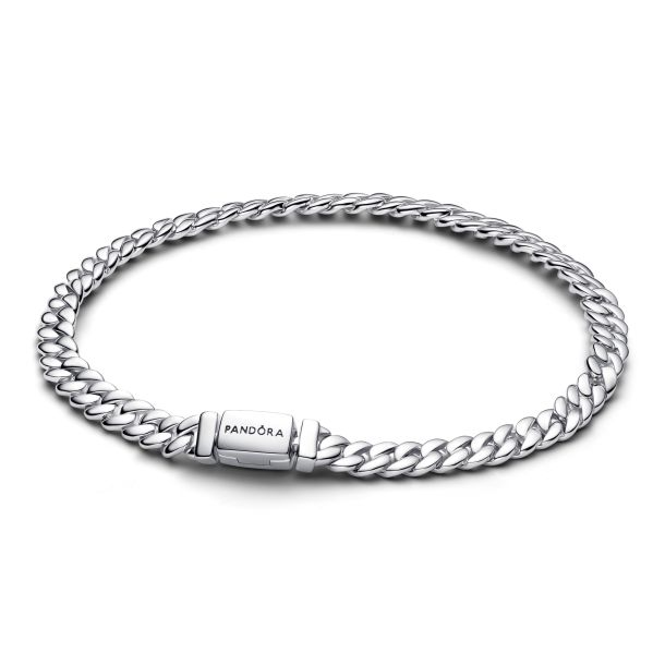 Pandora Moments Silver Cuban Chain Bracelet Size 16