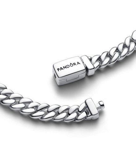 Pandora Moments Silver Cuban Chain Bracelet Size 16