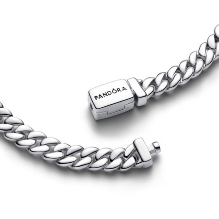 Pandora Moments Silver Cuban Chain Bracelet Size 16