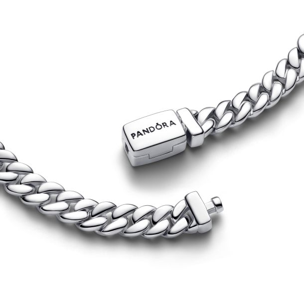 Pandora Moments Silver Cuban Chain Bracelet Size 16
