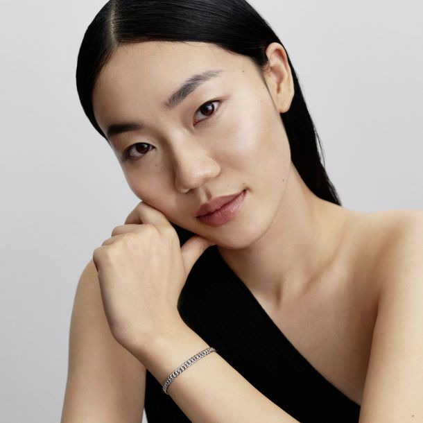 Pandora Moments Silver Cuban Chain Bracelet Size 16