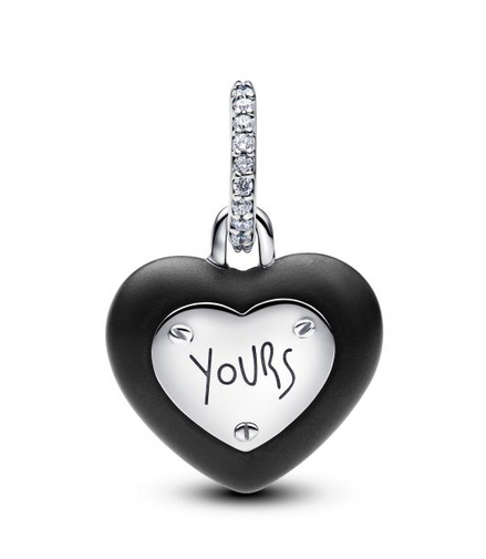 Pandora Matte Black Ceramic Heart Padlock Dangle Charm