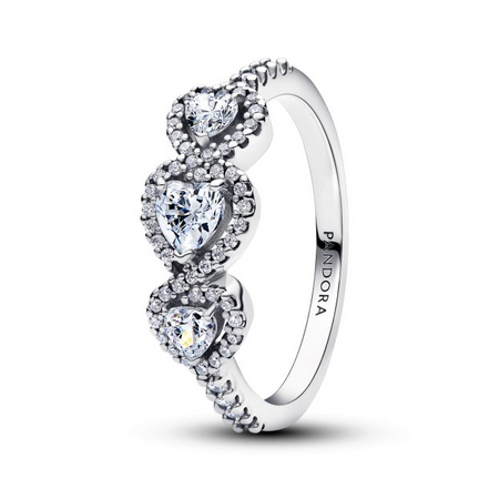 Pandora Timeless Halo Heart Trilogy Ring Size 6