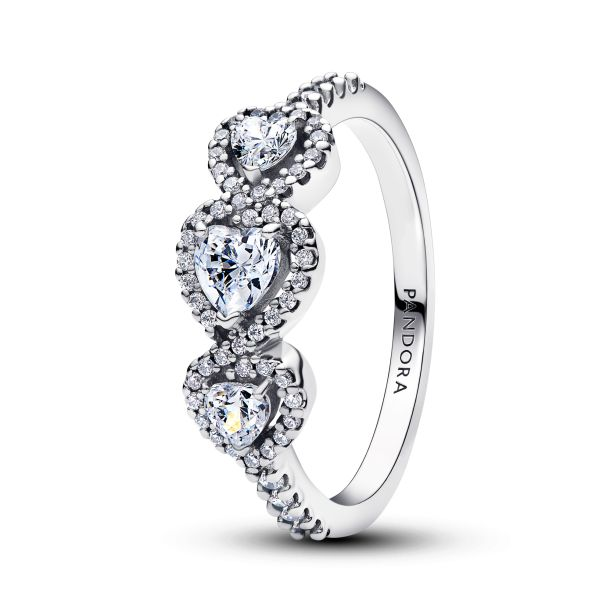 Pandora Timeless Halo Heart Trilogy Ring Size 6