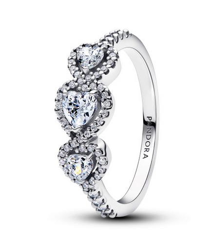 Pandora Timeless Halo Heart Trilogy Ring Size 6