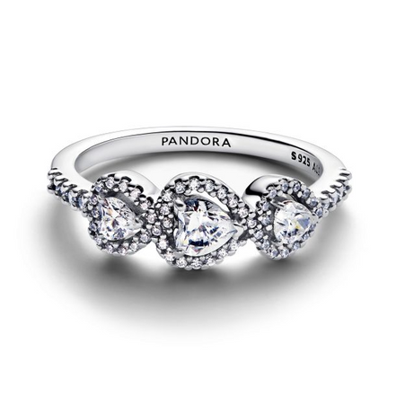 Pandora Timeless Halo Heart Trilogy Ring Size 6