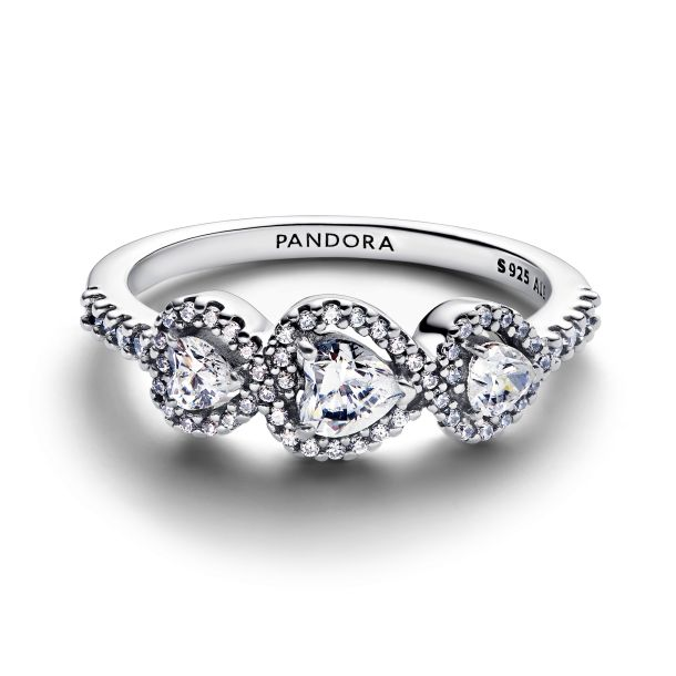 Pandora Timeless Halo Heart Trilogy Ring Size 6