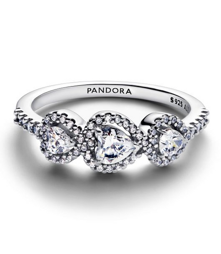 Pandora Timeless Halo Heart Trilogy Ring Size 6