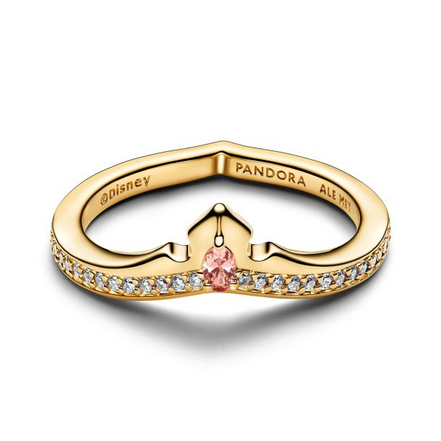 Pandora X Disney 14K Gold-Plated Princess Aurora Tiara Ring Size 7