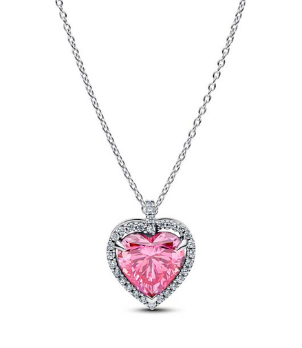 Pandora Timeless Pink Halo Heart Collier Necklace 45"