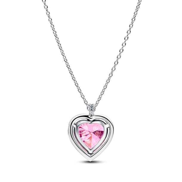 Pandora Timeless Pink Halo Heart Collier Necklace 45