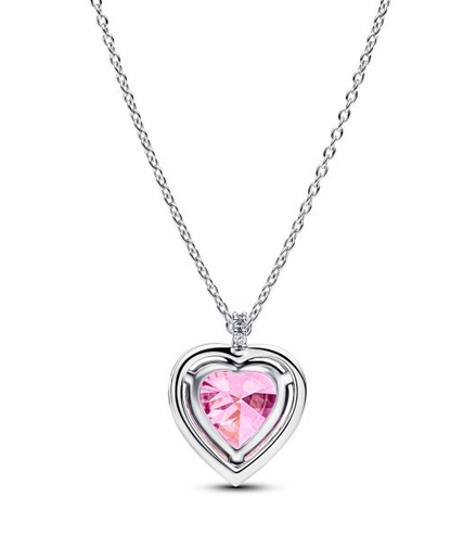 Pandora Timeless Pink Halo Heart Collier Necklace 45"