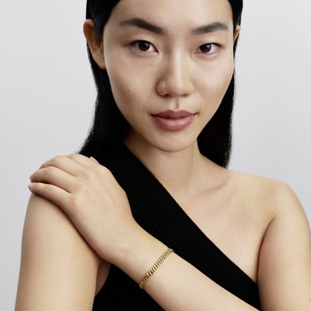 Pandora Timeless 14 Gold-Plated Cuban Chain Bracelet Size 18