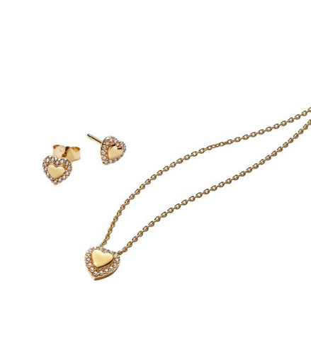 Pandora Moments 14K Gold-Plated Golden Heart Halo Jewelry Gift Set