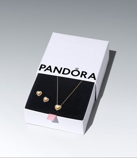 Pandora Moments 14K Gold-Plated Golden Heart Halo Jewelry Gift Set