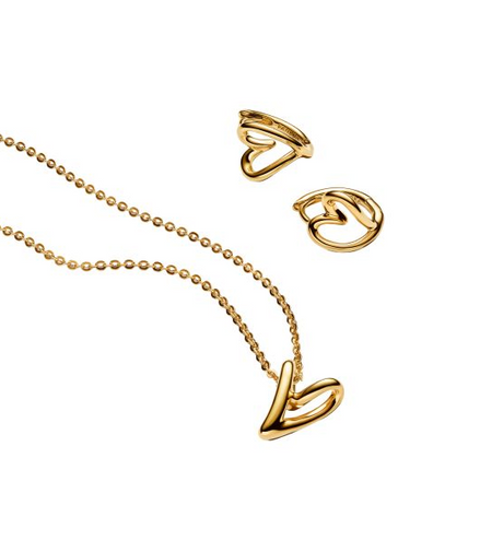 Pandora Essence 14K Gold-Plated Golden Organic Heart Jewelry Gift Set