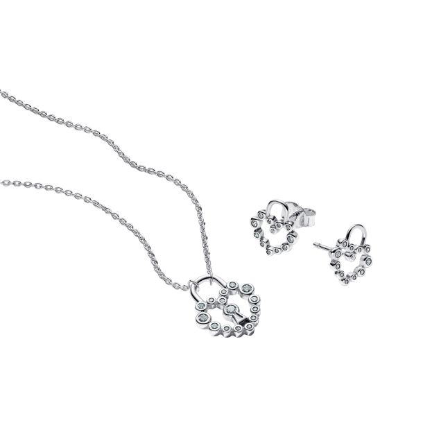 Pandora Moments Silver Sparkling Heart Padlock Jewelry Gift Set