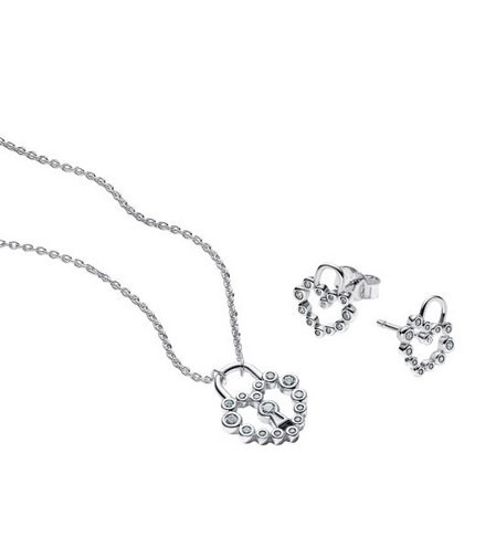 Pandora Moments Silver Sparkling Heart Padlock Jewelry Gift Set