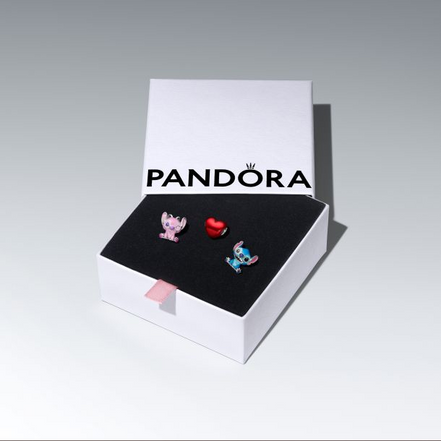 Pandora X Disney Silver Stitch Valentines 3 Charm Set