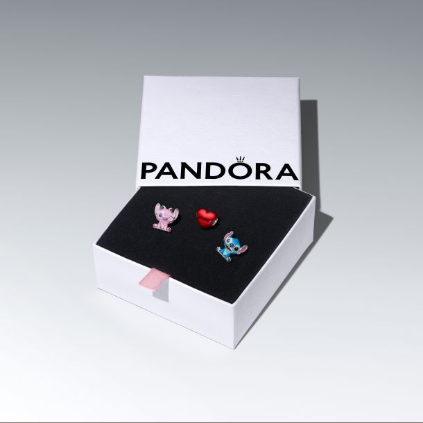 Pandora X Disney Silver Stitch Valentines 3 Charm Set